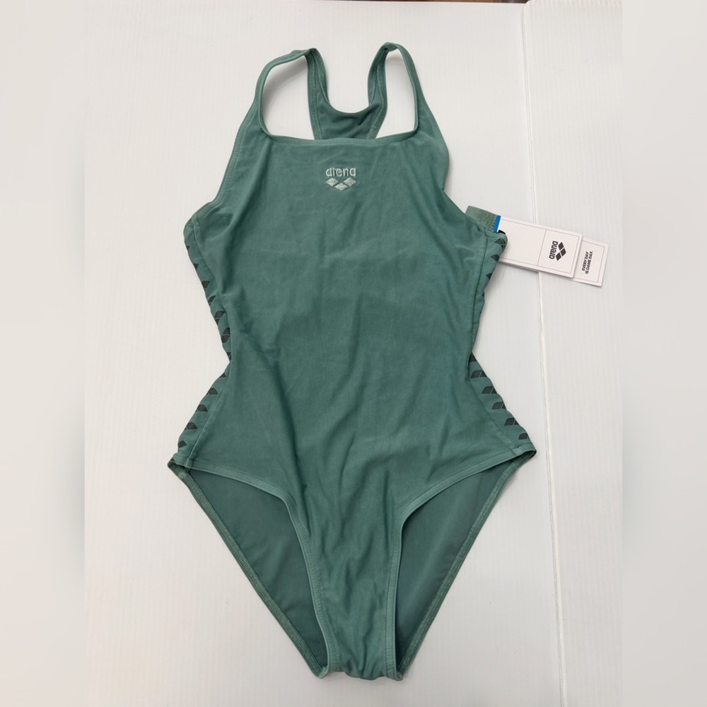 Arena Sage Green Racer Back One-Piece Swimsuit - 32 Small - Picture 1 of 12
